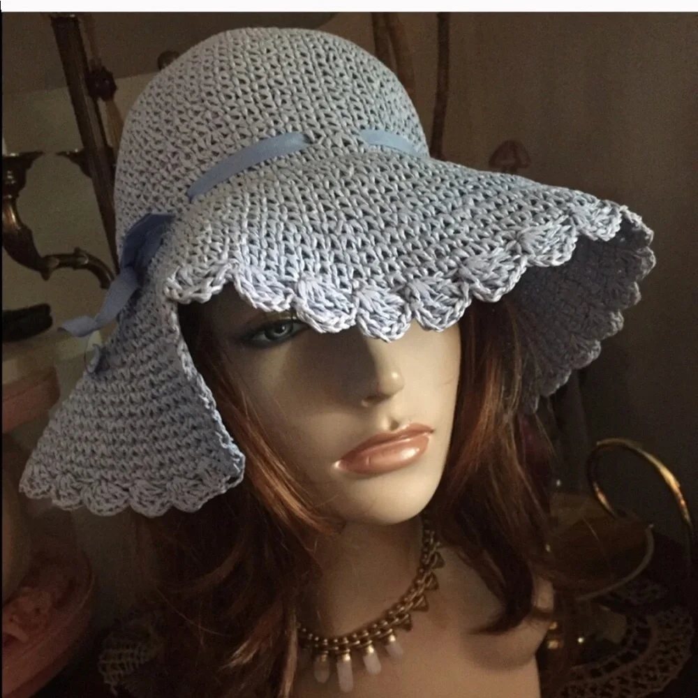 Vintage Blue Floppy Hat - Picture 3 of 9